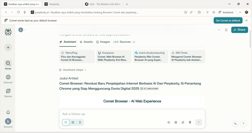 Comet Browser: Revolusi Baru Penjelajahan Internet Berbasis AI Dari Perplexity, Si Penantang Chrome yang Siap Mengguncang Dunia Digital 2025